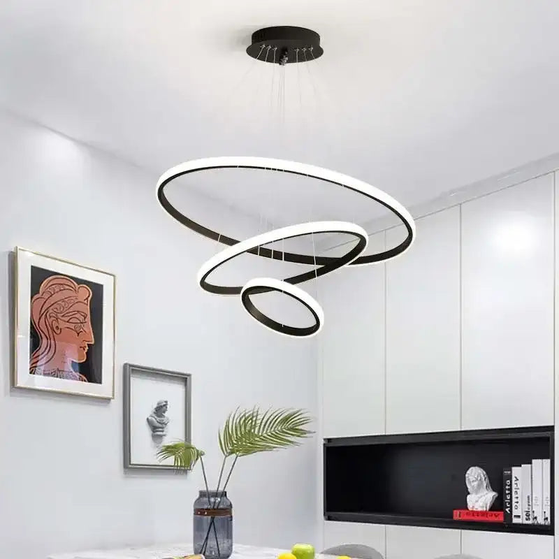 Modern Rings Ceiling Chandelier - Adjustable Starry Sky Lighting for L ...
