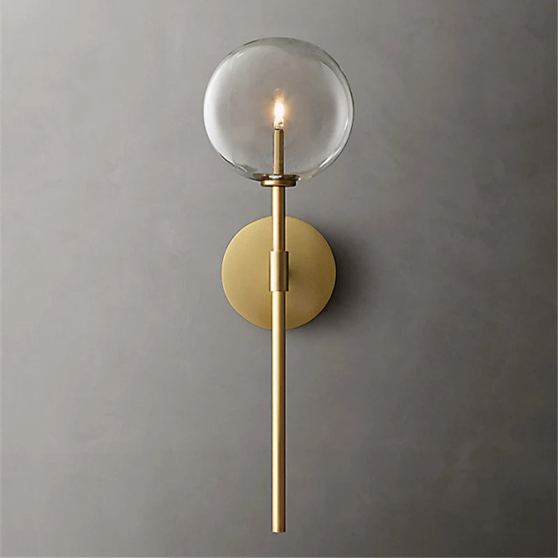 Retro Nordic Long Wall Lamp with Clear Glass Ball Sconce - Vintage Elegance for Any Space