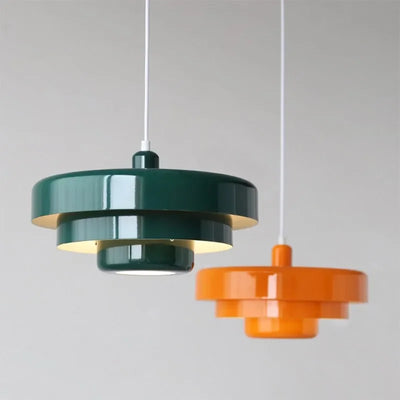 Nordic LED Pendant Light: Macaron-inspired Carbon Steel Aluminum Design in White, Dark Green, and Orange