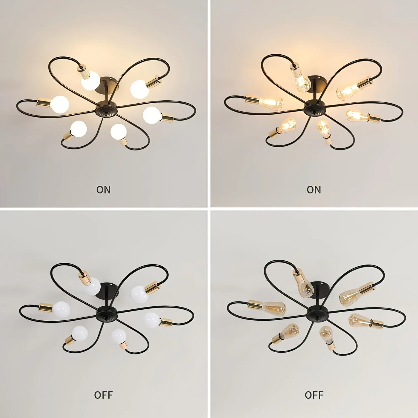 Versatile Indoor Lighting Modern Industrial Ceiling Lamp – 6-Light Black-Gold Lighting Fixture