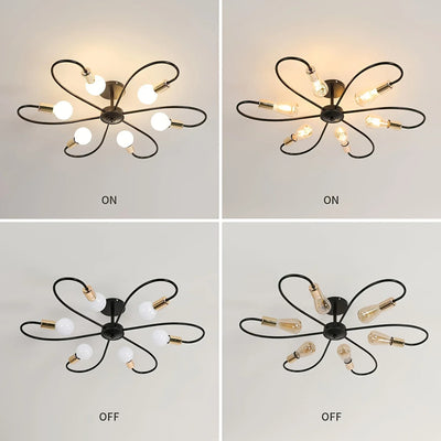 Versatile Indoor Lighting Modern Industrial Ceiling Lamp – 6-Light Black-Gold Lighting Fixture