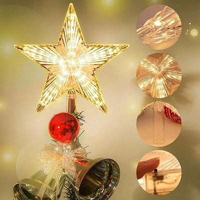 15cm LED Christmas Tree Star Topper Warm White Light Decoration for Home and Holiday 2025 Xmas Tree Décor