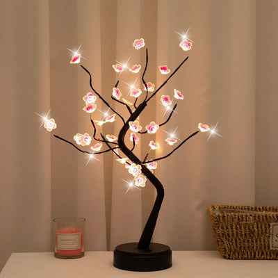 Cherry Blossom Bonsai LED Table Lamp - USB/Battery Powered, Touch Switch Night Light