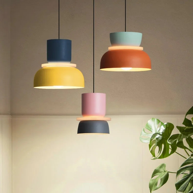 Macaron Color Dull Polish Chandelier – Creative Pendant Light for Bedrooms and Living Spaces