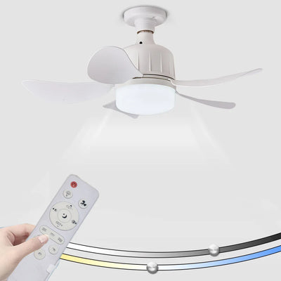 LED Socket Fan Light with Remote - Compact 17.7in Ceiling Fan with LED Light for Kitchen, Bedroom, Small Rooms