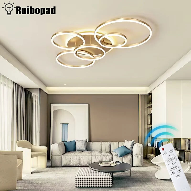 Modern LED Ceiling Lamp in Black and Gold for Living Room, Hall Area  and Bedroom