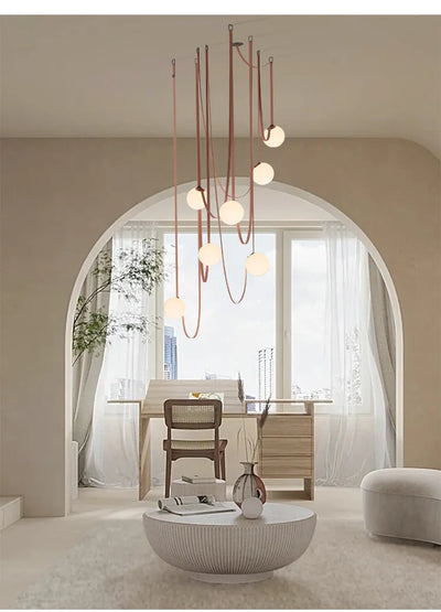 Modern Minimalist Duplex Floor Wabi Sabi Style Designer Chandelier