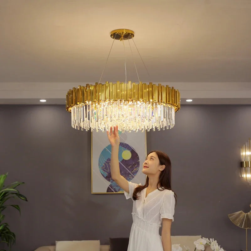 Modern Luxury Crystal Chandelier - LED Pendant / Ceiling Light Fixture for Living Room, Hotel Hall Decor