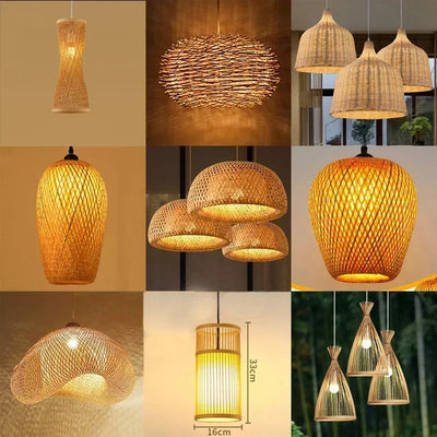 Hand-Knitted Bamboo Pendant Lamp: Chinese Style Weaving Hanging Lamps for Restaurant Home Decor Lighting Fixtures