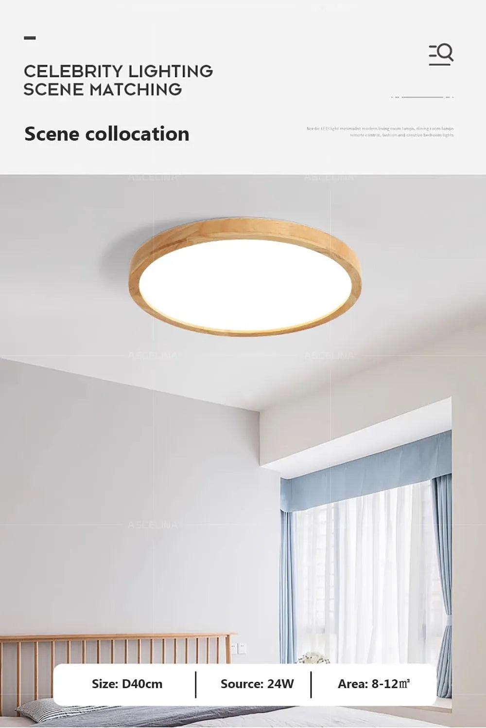 Nordic Ultra-Thin LED Wooden Ceiling Light