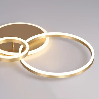 Modern 5 Ring LED Ceiling Chandelier Black, Gold, or White for Living Room, Bedroom, and Home Design Lighting