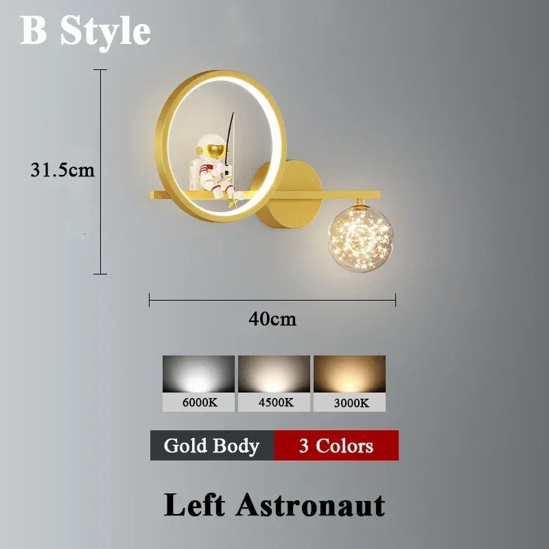 Star Astronaut Projector Wall Light for Children's Living Room Wall Lamp