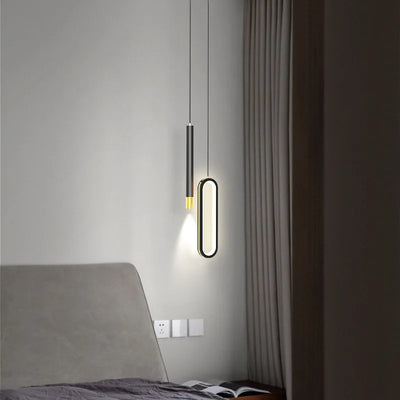 Sleek Modern Black Hanging Pendant Lamps - Contemporary Bedroom Lighting Solution