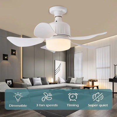 LED Socket Fan Light with Remote - Compact 17.7in Ceiling Fan with LED Light for Kitchen, Bedroom, Small Rooms