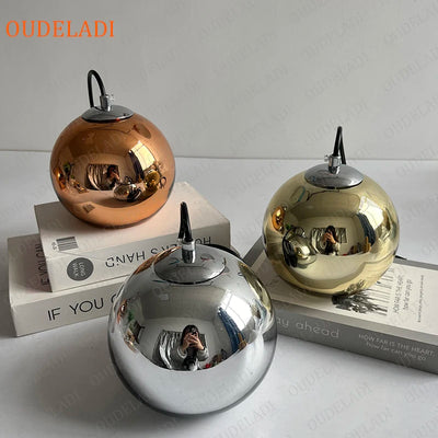 Vintage Loft Pendant Lights - Plated Copper, Gold, and Silver Glass Ball Hanging Lamps