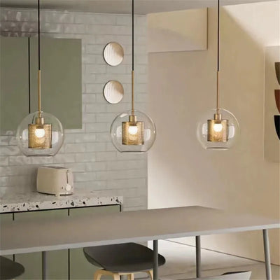 Artistic Flair: Nordic Glass Pendant Light with Mesh Design in Silver or Gold