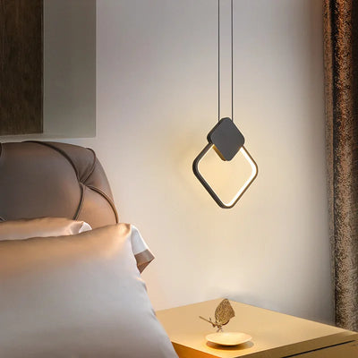 Nordic LED Square/Round Pendant Lamp: Dimmable, 1M Long Wire for High Ceiling, Perfect for Bedside Decor