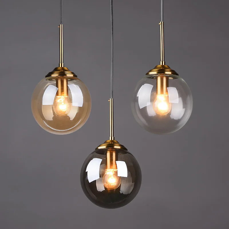 Modern Glass Ball Pendant Lamp: Golden Simple Bedside Living Room Corridor Staircase Bedroom Study Droplight