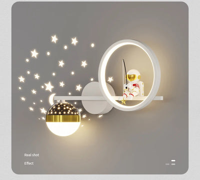 Modern Creative Children's Room Bedside Wall Lamp Astronaut Wall Mount Light for Bedroom, Study