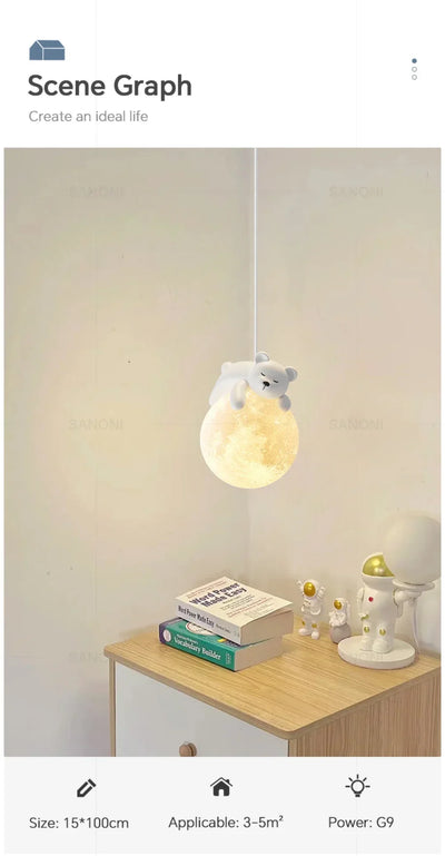 Nordic Little Cute Rabbit LED Pendant Lamp for Dining Rooms, Children's Bedrooms, and Bedside Spaces