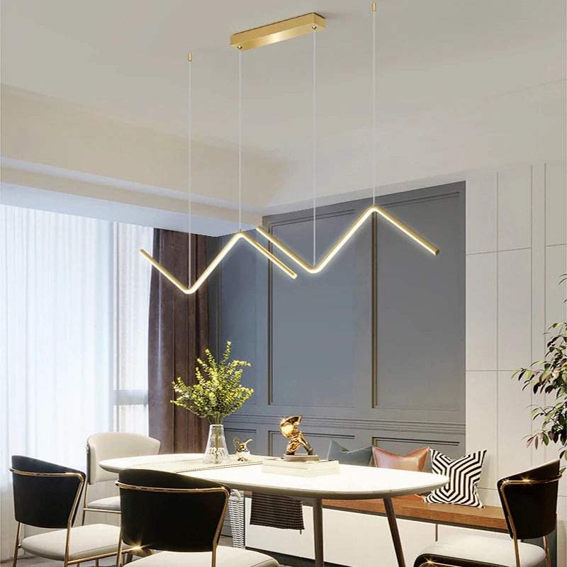 Modern LED Geometric Lines Pendant Light - Chandelier for Living Room, Restaurant, Kitchen, and Office