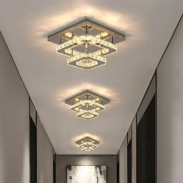 Crystal Flush Mount Ceiling Light Fixtures LED Round Square Chandelier Light Fixture Ceiling Lamp for Kitchen Hallway Foyer - Eco Luxe Décor
