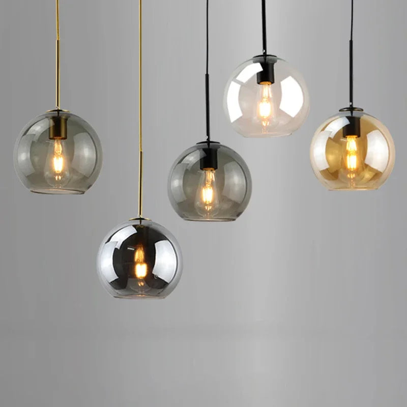 Nordic Smoke Gray Glass Pendant Light for Restaurant Café, and Bar Decoration