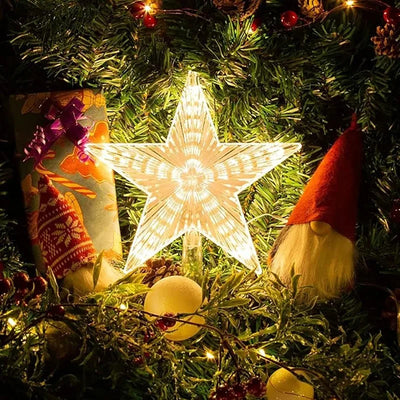 15cm LED Christmas Tree Star Topper Warm White Light Decoration for Home and Holiday 2025 Xmas Tree Décor