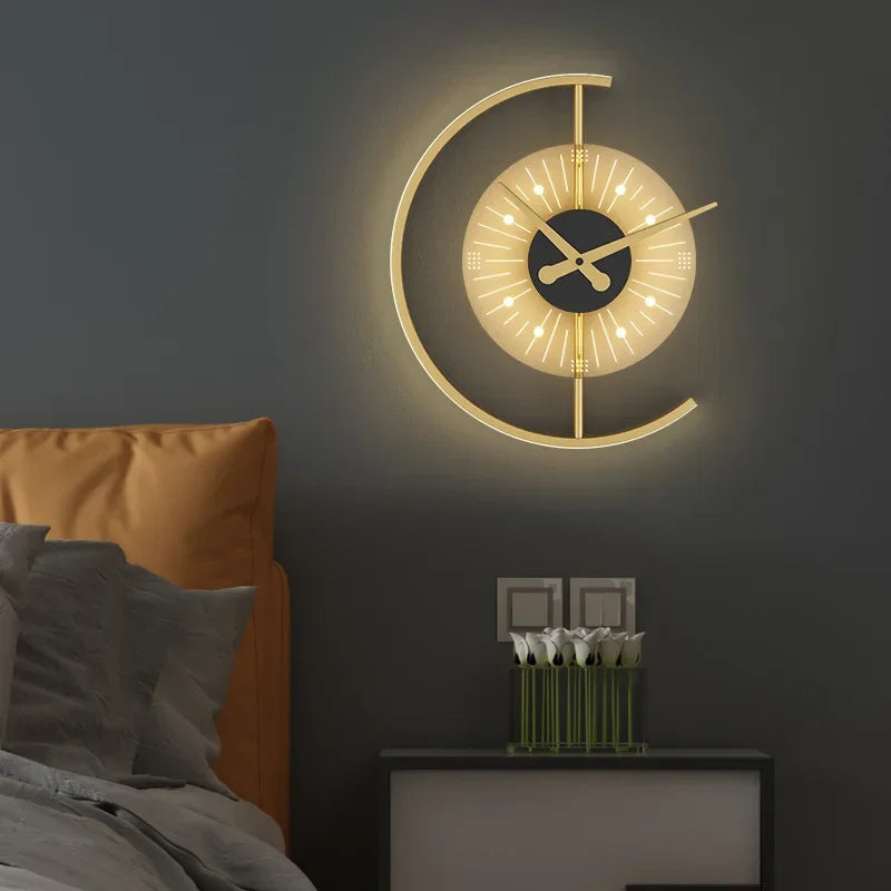 Modern LED Wall Sconce with Integrated Clock: Form and Function Combined