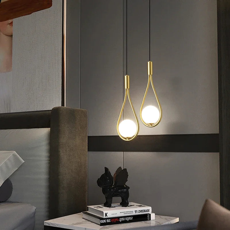 Indoor LED Pendant Lamps: Nordic Design with Frosted Glass Ball for Bedroom, Living Room