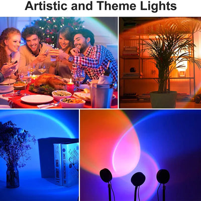 Sunset Projector Lamp - Rainbow Atmosphere Night Light for Bedroom Decor, Background Wall Table Lamp