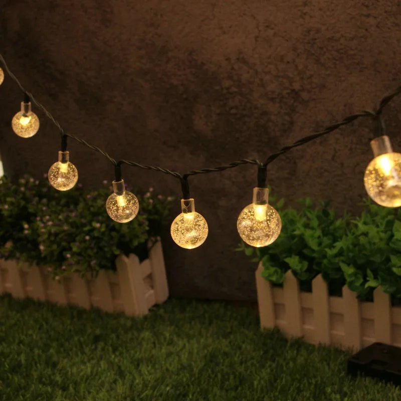 Solar Bubble Ball String Lights Outdoor Waterproof LED Globe Fairy Lights for Garden, Patio, and Christmas Decoration