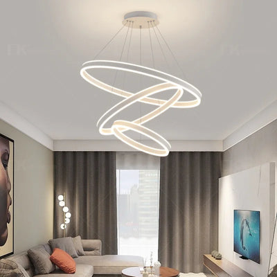 Modern LED Chandelier: Cascading Rings for a Dazzling Display (Multiple Rings & Dimmable)