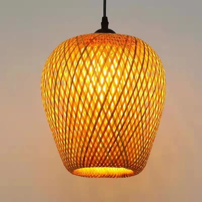 Chinese Style Hand-Knitted Weaving Hanging Lamps: Bamboo Pendant Lighting Fixtures for Restaurant