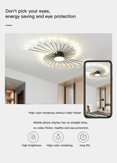 Modern Designer LED Ceiling Lamp – Creative Fireworks Art Lighting for Home Interiors