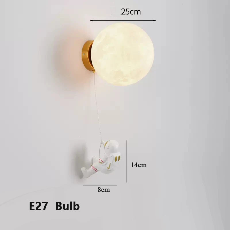 Comoonda Space Astronaut Wall Lamps with Moon Imitation for Creative Bedroom Decor