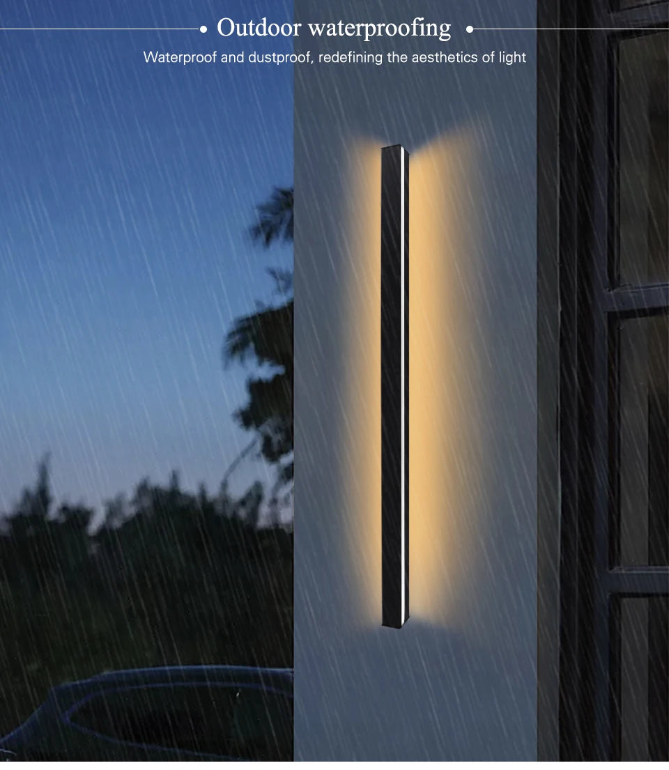 Modern Long Strip LED Wall Lamp – Outdoor Waterproof Lighting Solution