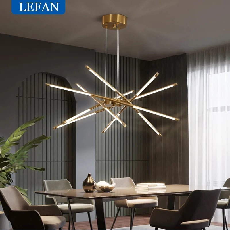 Modern LED Ceiling Pendant Lamp for Living Room Dining Bedroom Kitchen - Remote Hanging Chandeliers Interior Lighting Fixture