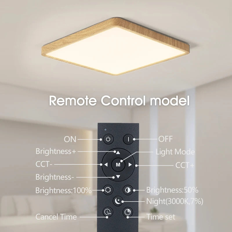 MARPOU Smart LED Ceiling Lamp - Wood Grain Square Ceiling Light with App & Voice Control for Living Room