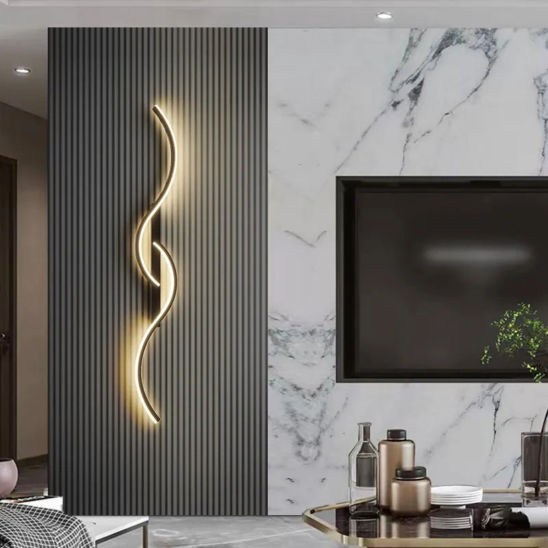 Modern LED Wall Lamp: Minimalist Long Strip Design for Bedroom Bedside or Living Room