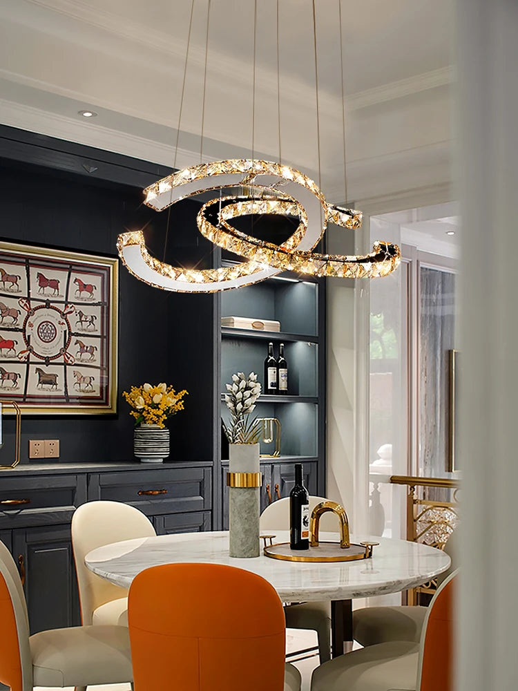 Modern Crystal Chandelier LED Pendant Light: Glamorous Illumination for Your Space