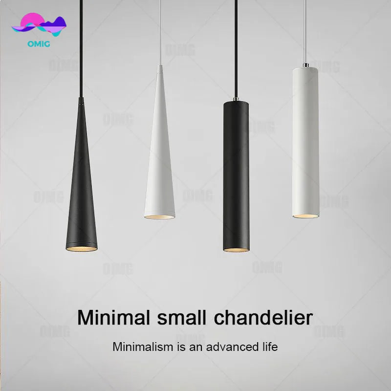 Modern LED Pendant Light Long Tube Lamp - Adjustable Wire Length, Contemporary Design - Black/White