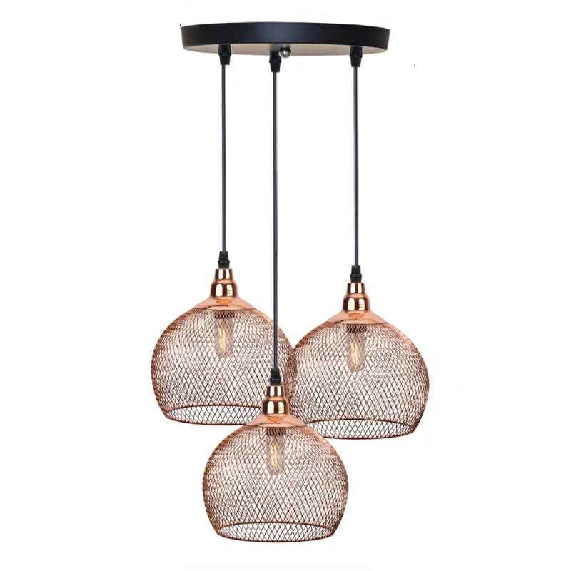 Modern Rose Gold Bird Cage Chandelier (E27 Base) - Pendant Light for Living Rooms, Restaurants & More