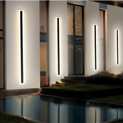 Modern Waterproof Outdoor Long Strip LED Wall Lamp for Villas, Porches, Gardens, and Garage Doors