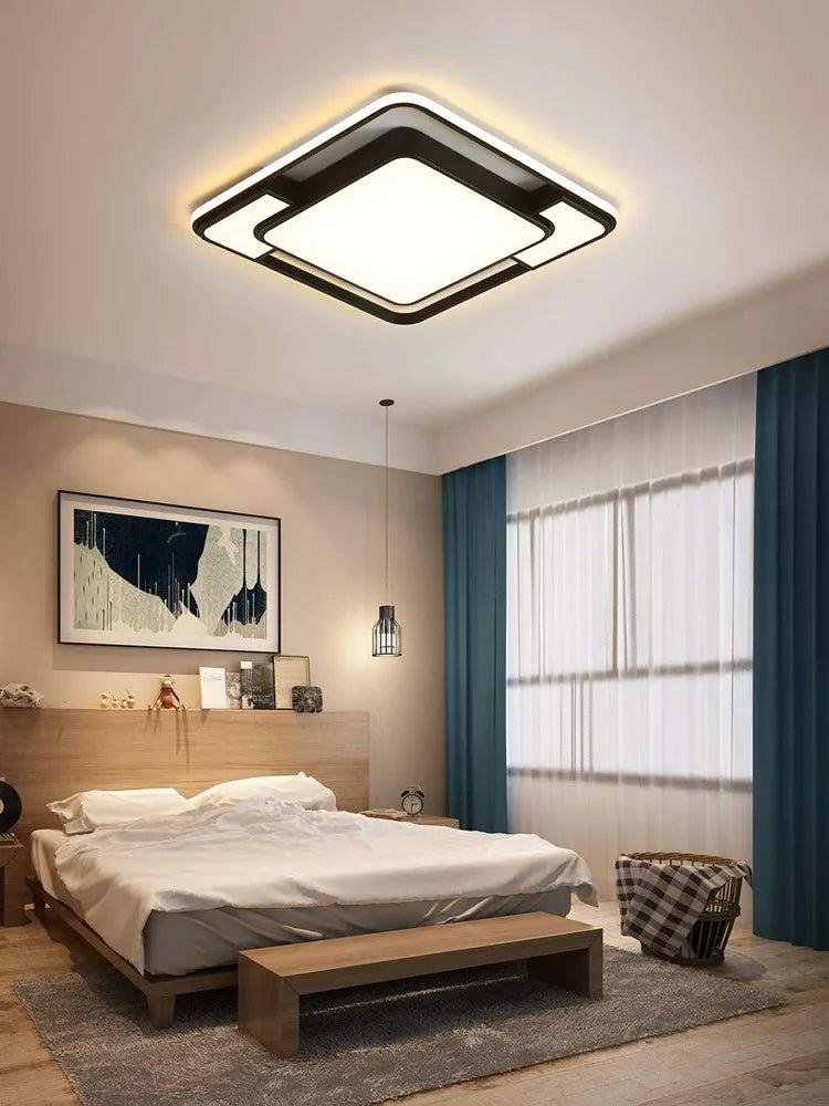 Modern Living Room and Bedroom Ceiling Lamp: Dimmable LED Lights for Square Room Decor