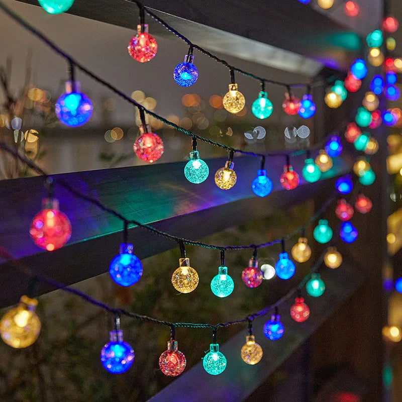 Solar Bubble Ball String Lights Outdoor Waterproof LED Globe Fairy Lights for Garden, Patio, and Christmas Decoration