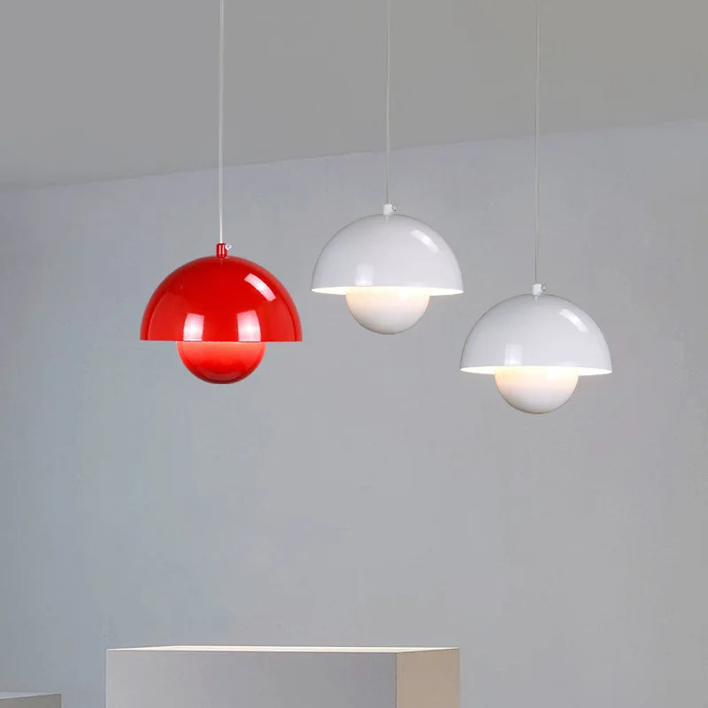 Nordic Bloom: Modern Pendant Light with Dimmable LED & Cream Finish