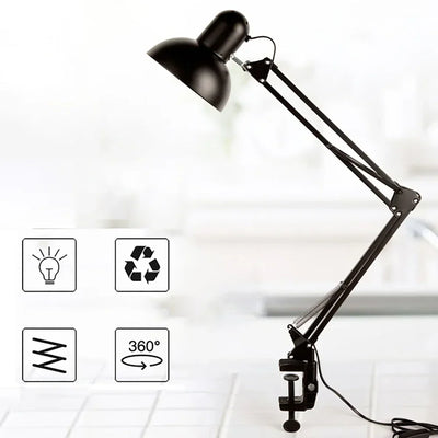 Retro Foldable Desk Lamp - Adjustable Clip-on Light for Office and Home Decor