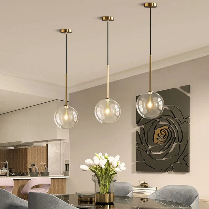 Nordic Pendant Lamps: Clear Glass Modern Hanging Lights for Bedroom Vintage Lustre for Kitchen, Living Room