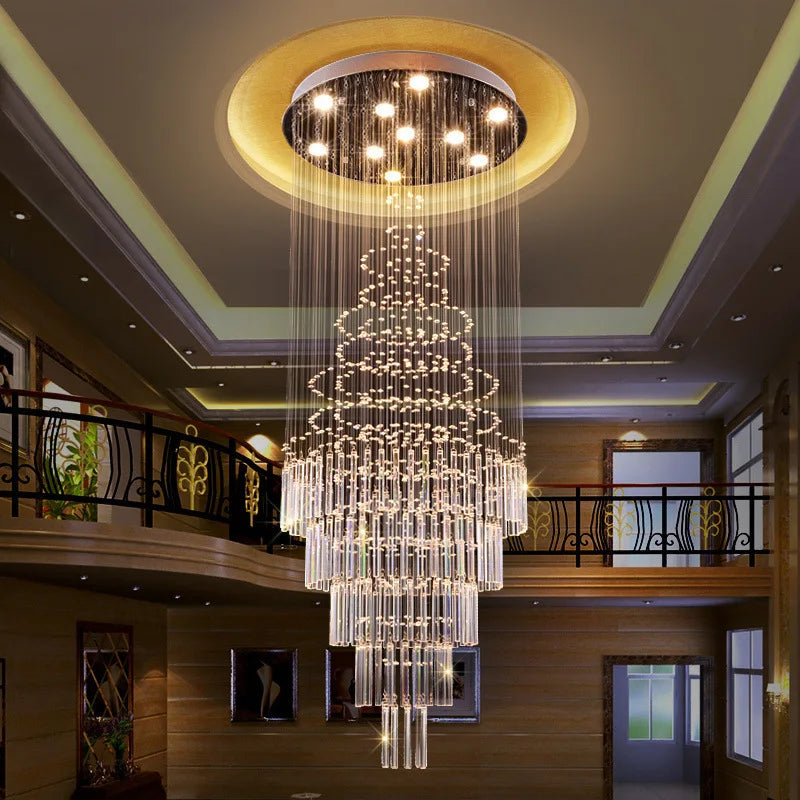 Modern LED Staircase Crystal Chandelier for Living and Bedroom Lighting Fixture